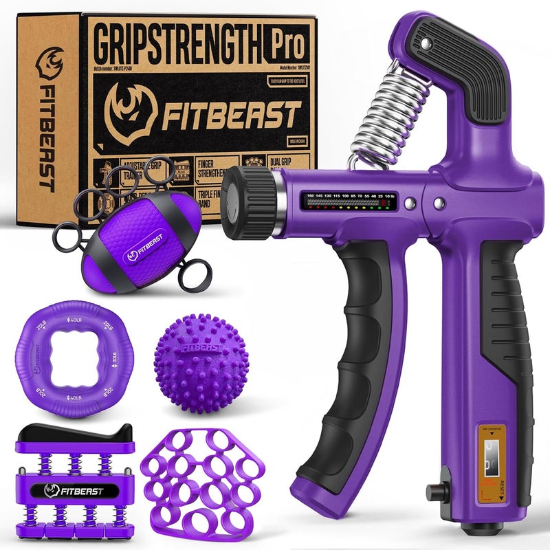 FitBeast Grip Strength Trainer, Hand Gripper Strengthener Kit - 6 Pack with Adjustable Resistance Forearm Strengthener, Forearm Exerciser and Massage Balls for Hand Therapy, Grip Training - Image 1
